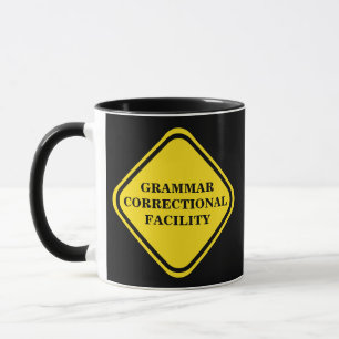 Taza Signo de advertencia gramatical personalizado