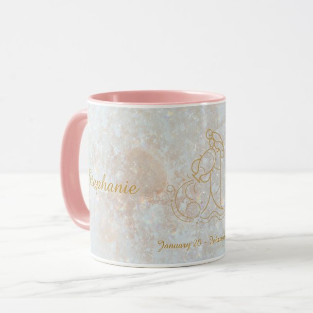 Taza Signo de estrella Aquarius Zodiac Purpurina de mon (Anverso izquierdo)