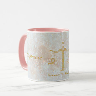 Taza Signo de estrella libra zodiac Purpurina de monogr