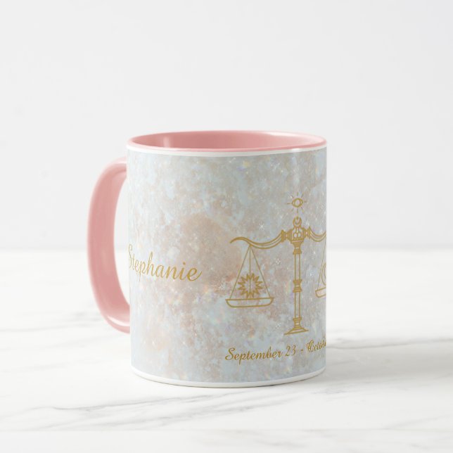 Taza Signo de estrella libra zodiac Purpurina de monogr (Anverso izquierdo)