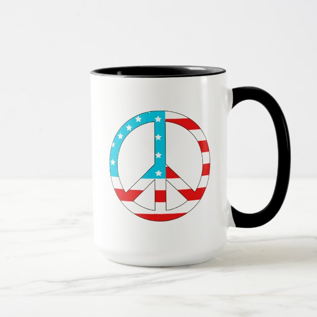 Taza Signo de paz de bandera estadounidense (Derecha)