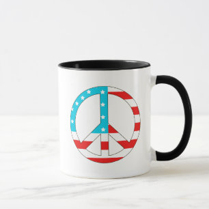 Taza Signo de paz de bandera estadounidense