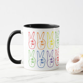 Taza Signo de paz del arcoiris a la izquierda de colore