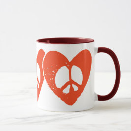 Taza Signo de paz del corazón rojo