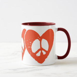 Taza Signo de paz del corazón rojo