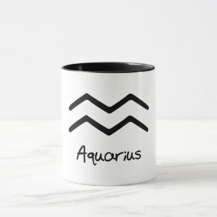 Taza Signo del Zodiaco Acuario sobre fondo blanco