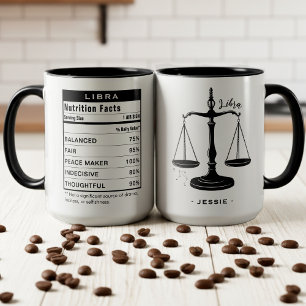 Taza Signo zodiacal Libra Datos de nutrición de astrolo