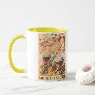 Taza Sigue Ahorrando. Reimpresión de cartel británico d