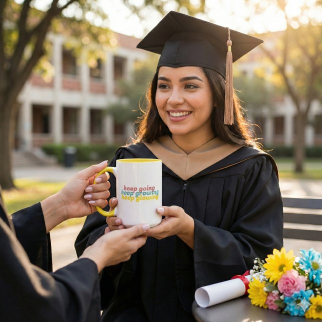 Taza Sigue Creciendo Sigue Sonriendo (Empower & encourage yourself or someone else with this, "Keep going keep growing keep glowing" mug! )
