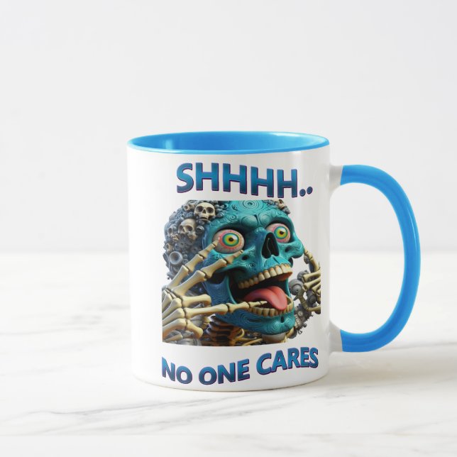 Taza Silencio Skeleton: Shhh, a nadie le importa (Derecha)