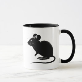Taza Silhouette d’un rat noir, design moderne.