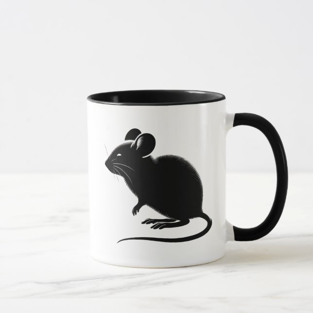 Taza Silhouette d’un rat noir, design moderne.  (Derecha)