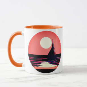 Taza Silhouette de barco de vela contra un atardecer Na