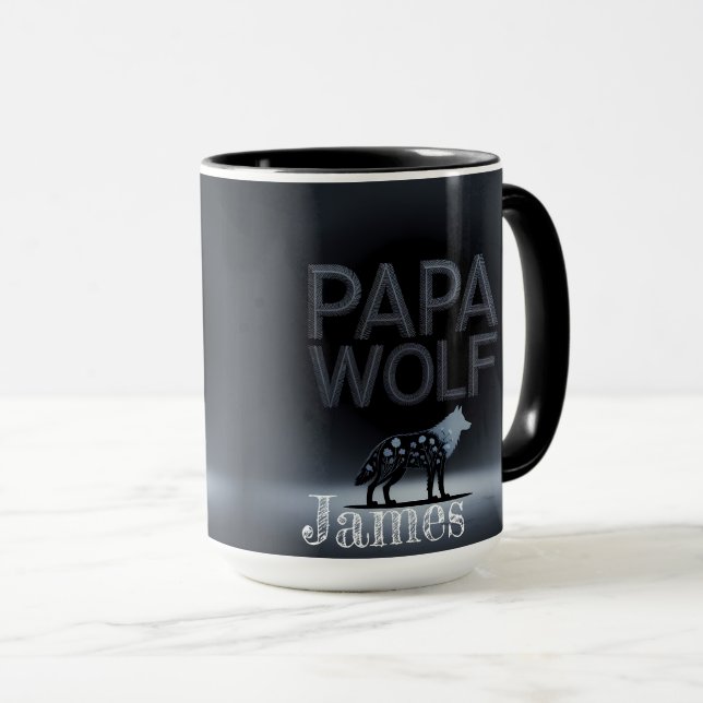 Taza Silhouette de la naturaleza del Papa Wolf personal (Anverso derecho)