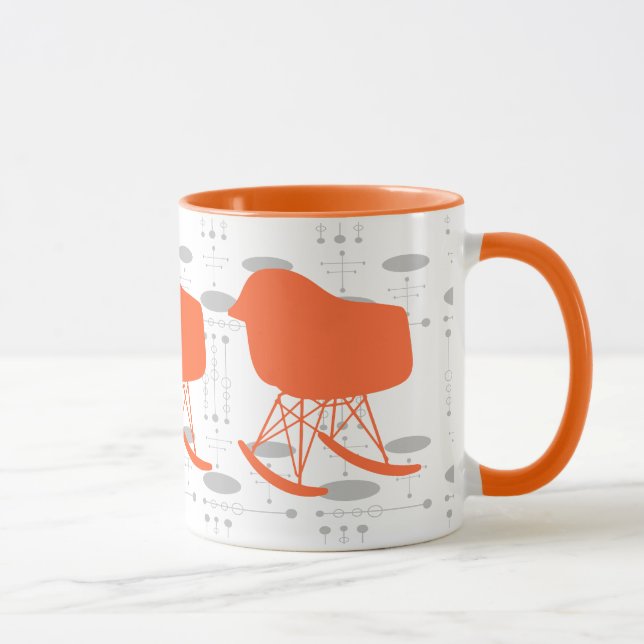 Taza Silhouette de la silla de la silla del patrón gris (Derecha)
