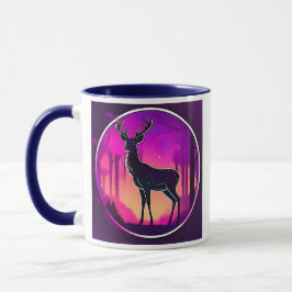 Taza Silhouette d'un cerf sur aux aurores.