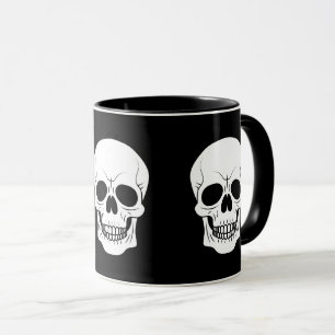 Taza Silhouette Halloween De Cabeza De Cráneo Blanco Y 