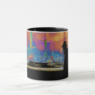 TAZA SILHOUETTE MAN CAMINANDO POR RUINAS DE DESASTRE AR