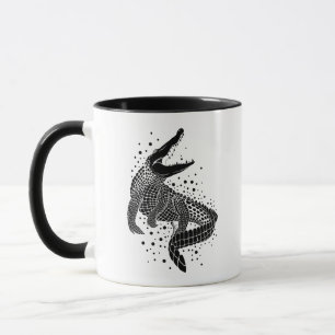 Taza Silhouette negra de un cocodrilo