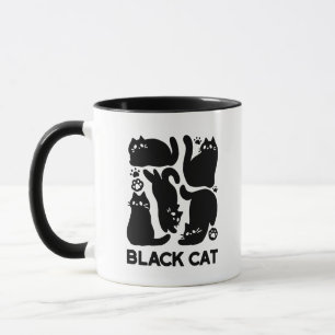 Taza Silhouettes de gato negro - Diseño felino lindo