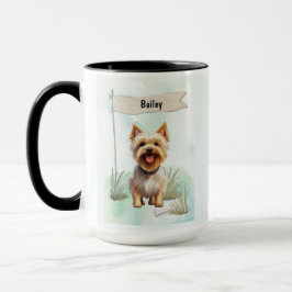 Taza Silky Terrier Watercolor Personalized Dog