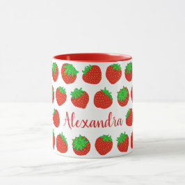 Taza Sillas de fresa rojas personalizadas con nombre
