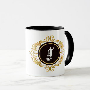 Taza Silueta Blanca de Pintor en Escalera