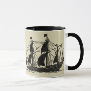 Taza Silueta de barco con velas de barro