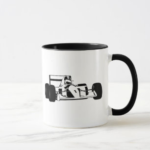 Taza Silueta de coche de carreras negro y blanco