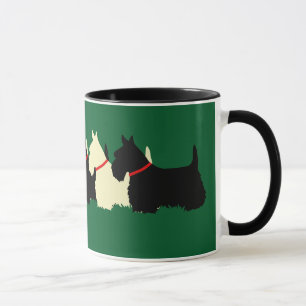 Taza Silueta de corazón de Terrier escocés negro/trigo