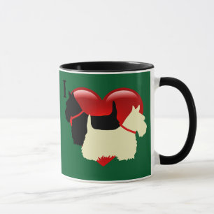 Taza silueta de corazón de terrier escocés negro/trigo