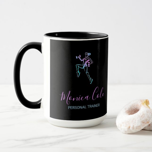 Taza Silueta de entrenador de fitness negro (Con donut)
