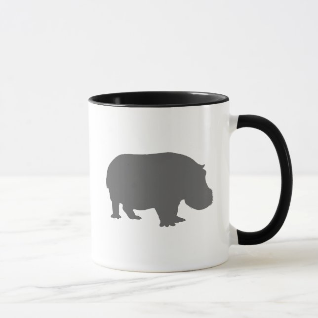 Taza Silueta de hipopótamo gris (Derecha)