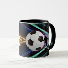 Taza Silueta de jugador de fútbol y balón de fútbol