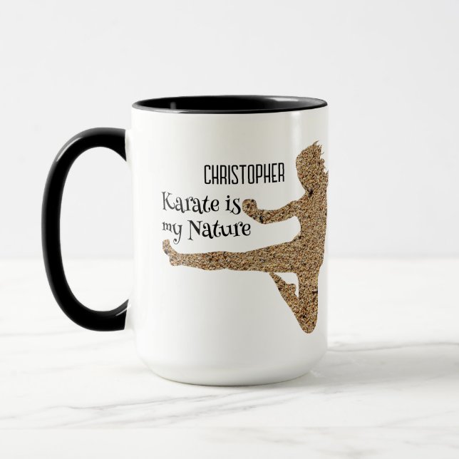 Taza Silueta de karate personalizada para artes marcial (Izquierda)
