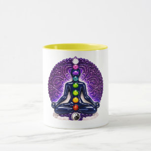 Taza Silueta de meditación de Chakra de Yoga Colorida