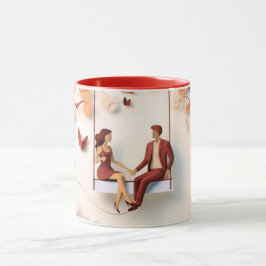 Taza Silueta de pareja romántica del Día de San Valentí