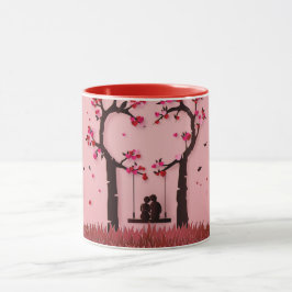 Taza Silueta de pareja romántica del Día de San Valentí