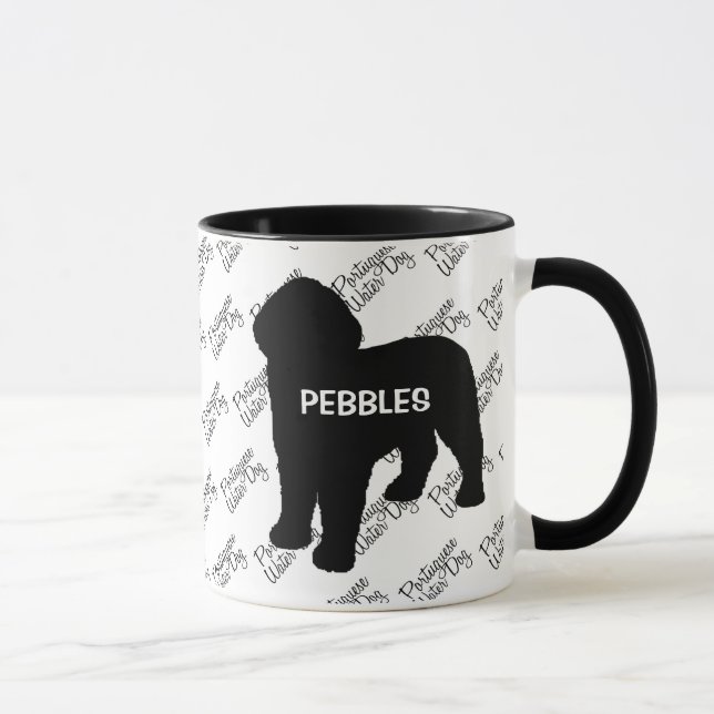 Taza Silueta de perro de agua portugués personalizado (Derecha)