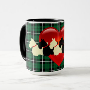 Taza Silueta de Scottish Terrier, plaid verde Kelly