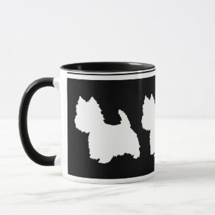 Taza Silueta de Westie Blanca sobre Negro