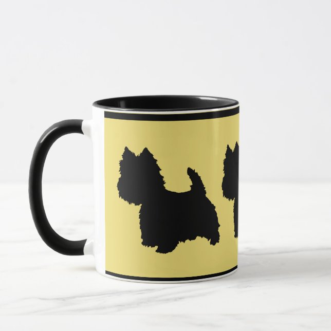 Taza Silueta de Westie sobre Amarillo (Izquierda)