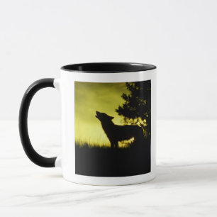 Taza Silueta del lobo que grita