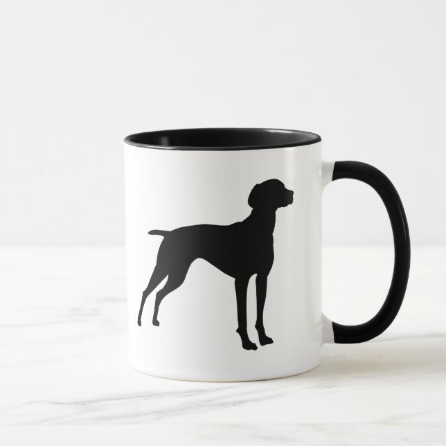 Taza Silueta del perro de Vizsla (negro) (Derecha)
