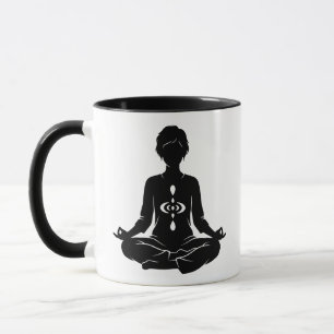 Taza Silueta meditando con símbolo de mindfulness
