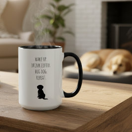 Taza Silueta minimalista de perro negro y blanco