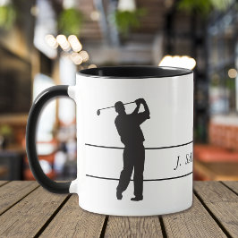 Taza Silueta negra de golfista de ala completa