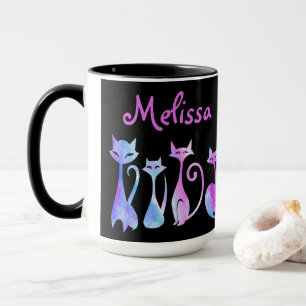 Taza Siluetas Adorables De Gatos