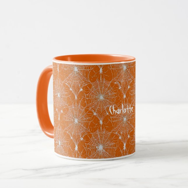 Taza Silver Spiderweb Lace sobre el Naranja (Anverso izquierdo)