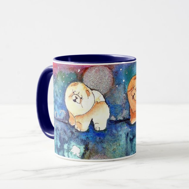 Taza SILVERY MOON Cow perro acuarela (Anverso izquierdo)